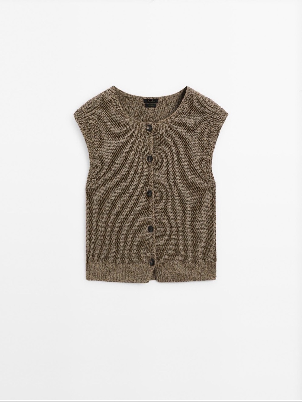 Massimo Dutti Brown Button-Front Knit Vest